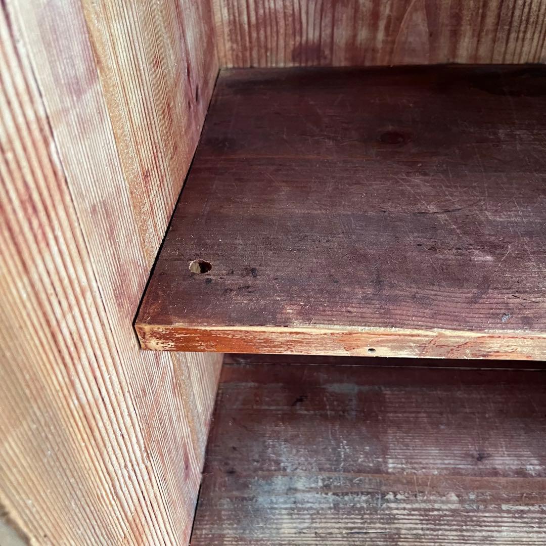 アンティーク ガラス戸棚 水屋箪笥 水屋 食器棚 無塗装 無垢材 キャビネット