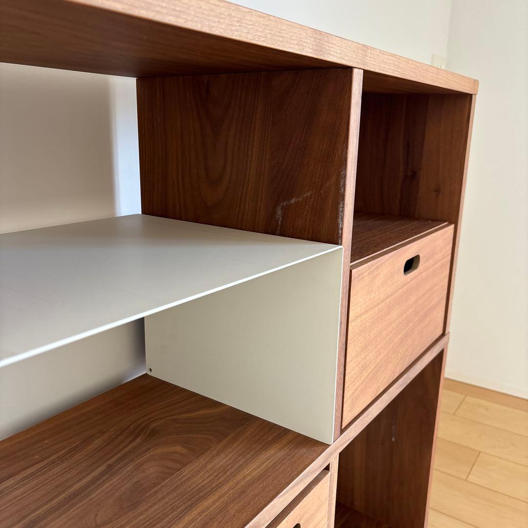 【くるりん】スタッキングシェルフセット・５段×２列・ウォールナット材