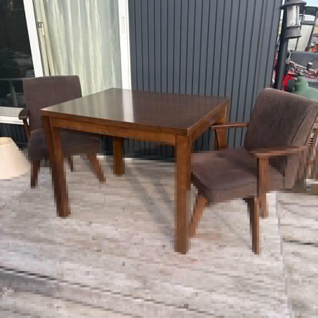 ①北欧レトロ 山善 回転式 天然木製椅子 アームチェア ダイニングチェア コタツ