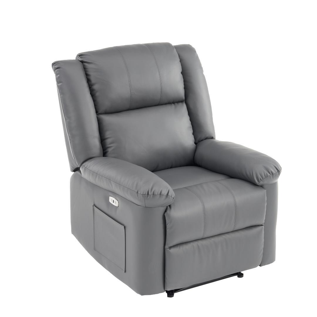 リクライニングチェア テーブル付き リクライニングソファ 【ダークグレー】
