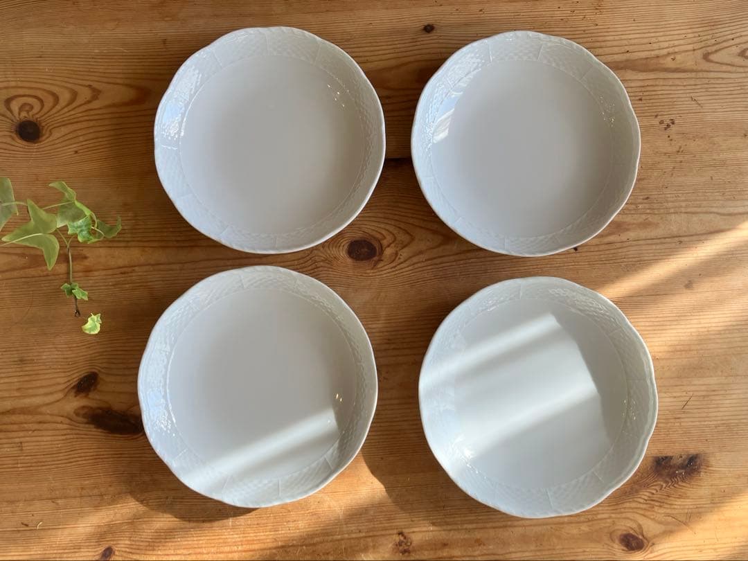 ジノリ　ベッキオホワイト　19ラウンドプレート×4