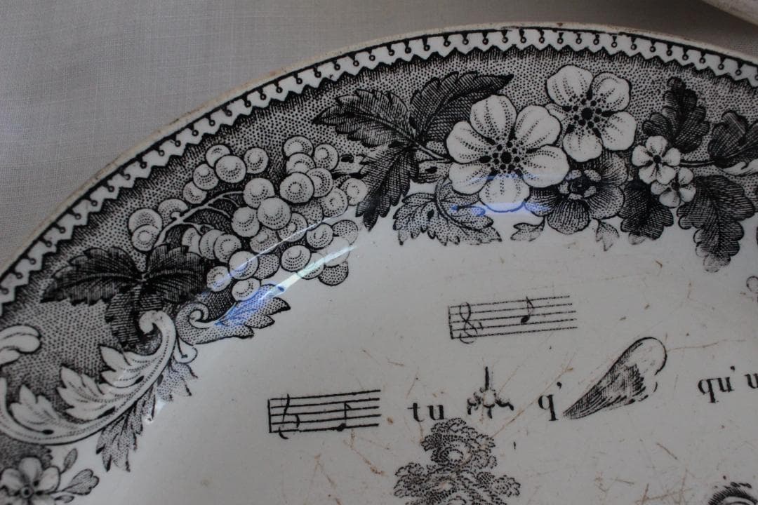 【C】クレイユ モントローグリザイユプレート/フランスアンティーク