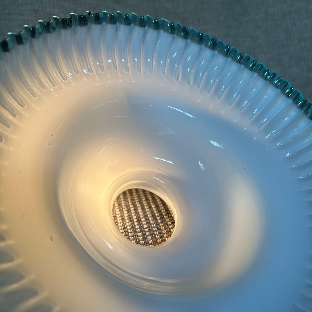 電笠　乳白青フチ笠　明治〜大正時代　【13】