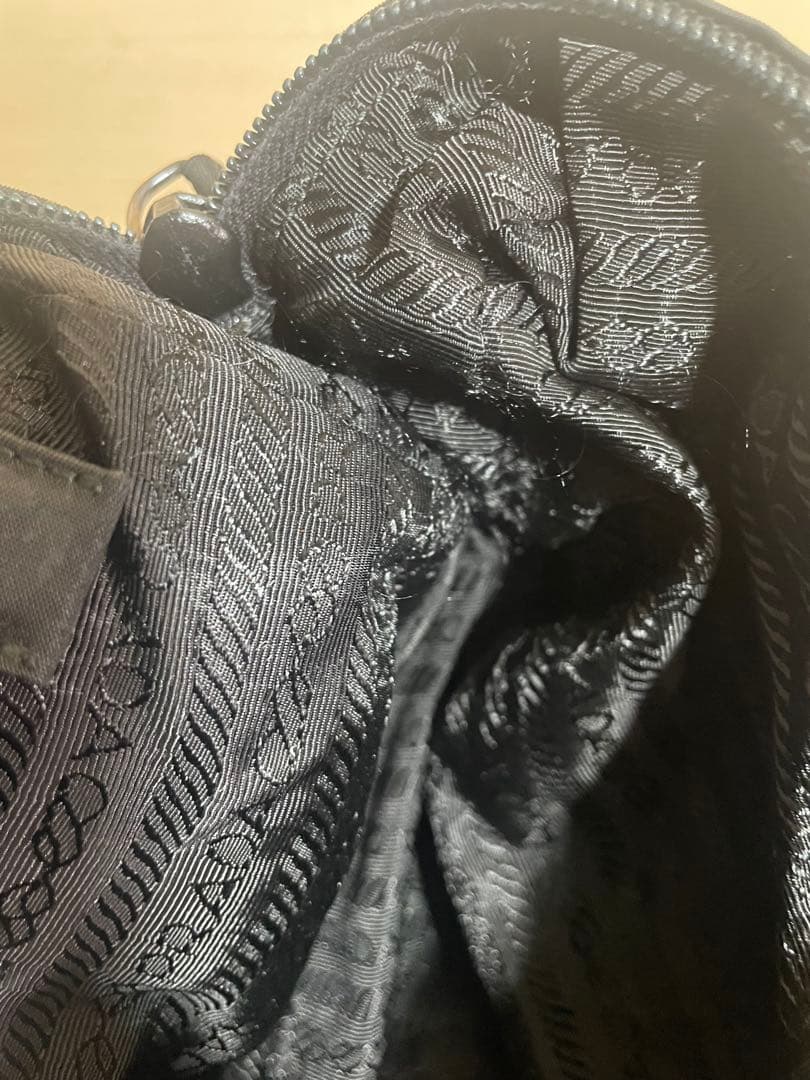 PRADA プラダ ビーズロゴ ハンドバッグ テスート ナイロン ポコノ 黒