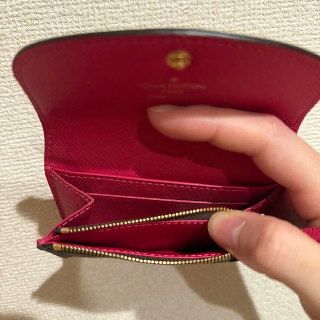 ルイヴィトン ポルトモネロザリ モノグラム 折り財布 フューシャ