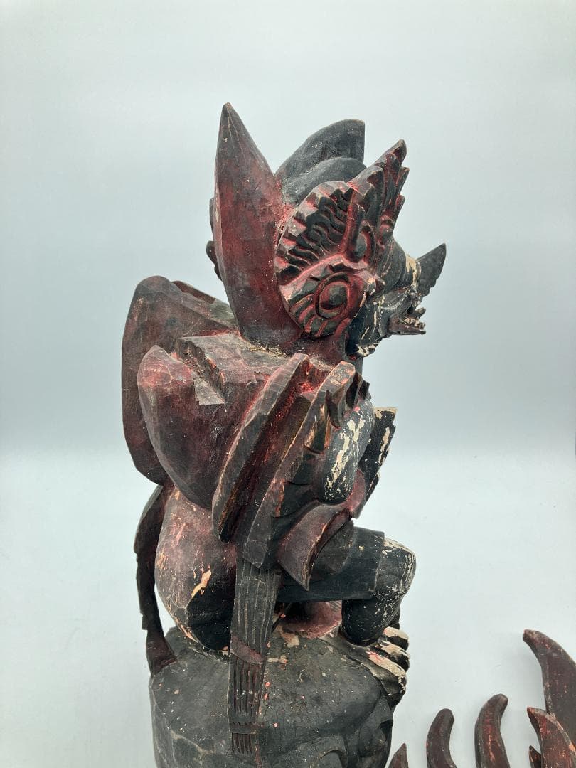 【時代物】　ガルーダ象　木彫り インドネシア 全長：約６１ｃｍ　オブジェ