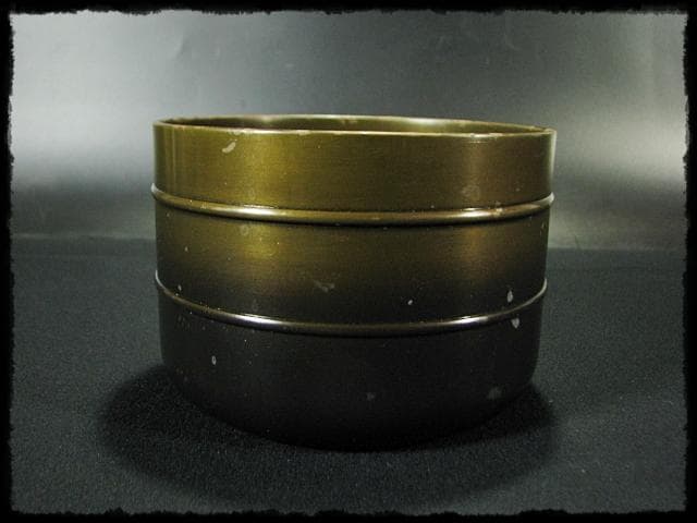 メル84937！唐銅 皆具 一揃 八尾 祥栄 鬼面耳付水指 建水杓立f68