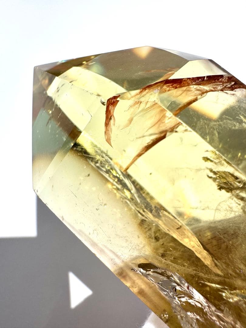 高品質 高透明 虹入り シトリン 黄水晶 六角柱