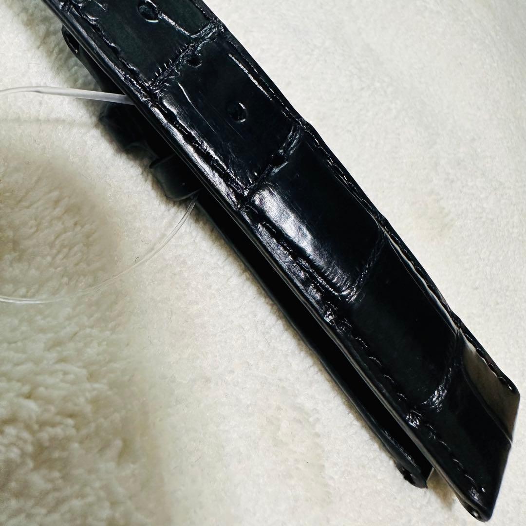 7251#20mm-18mmブラック★本物クロコダイル腕時計用ベルト