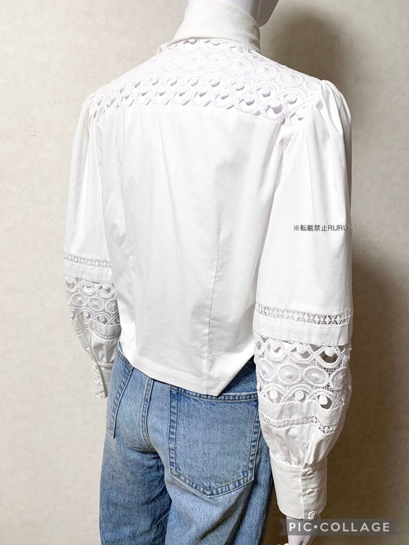 新品 alice+olivia アイレット刺繍レース ボウタイ シャツブラウス