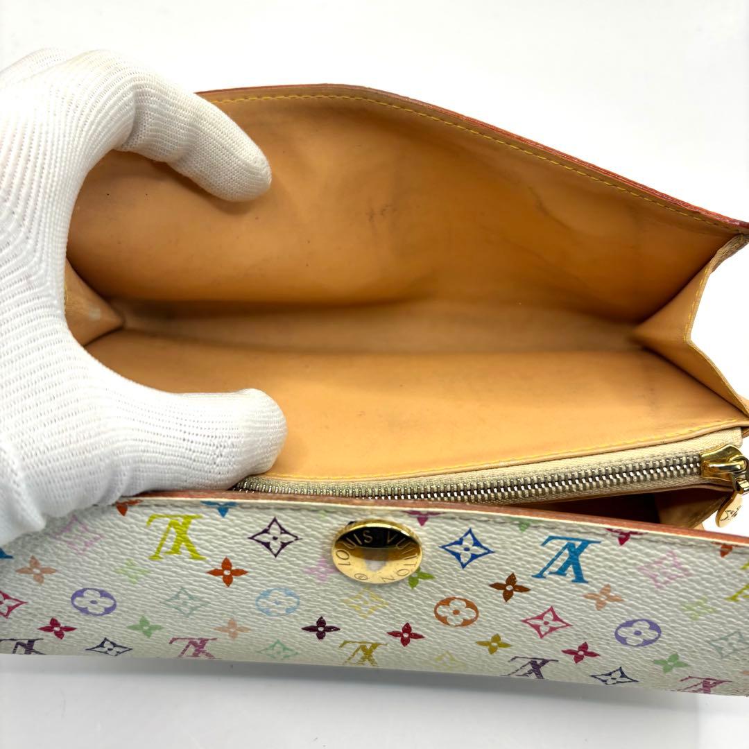 正規品 ルイヴィトン サラ マルチカラー 折り財布 総柄 pvc レザー ボタン