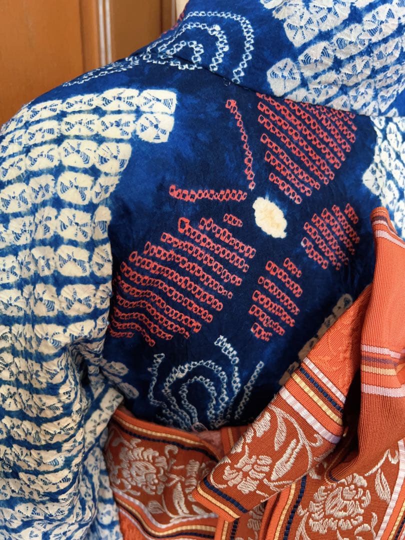 浴衣 有松鳴海絞り 単衣 夏物 木綿 綿 舞蝶花文