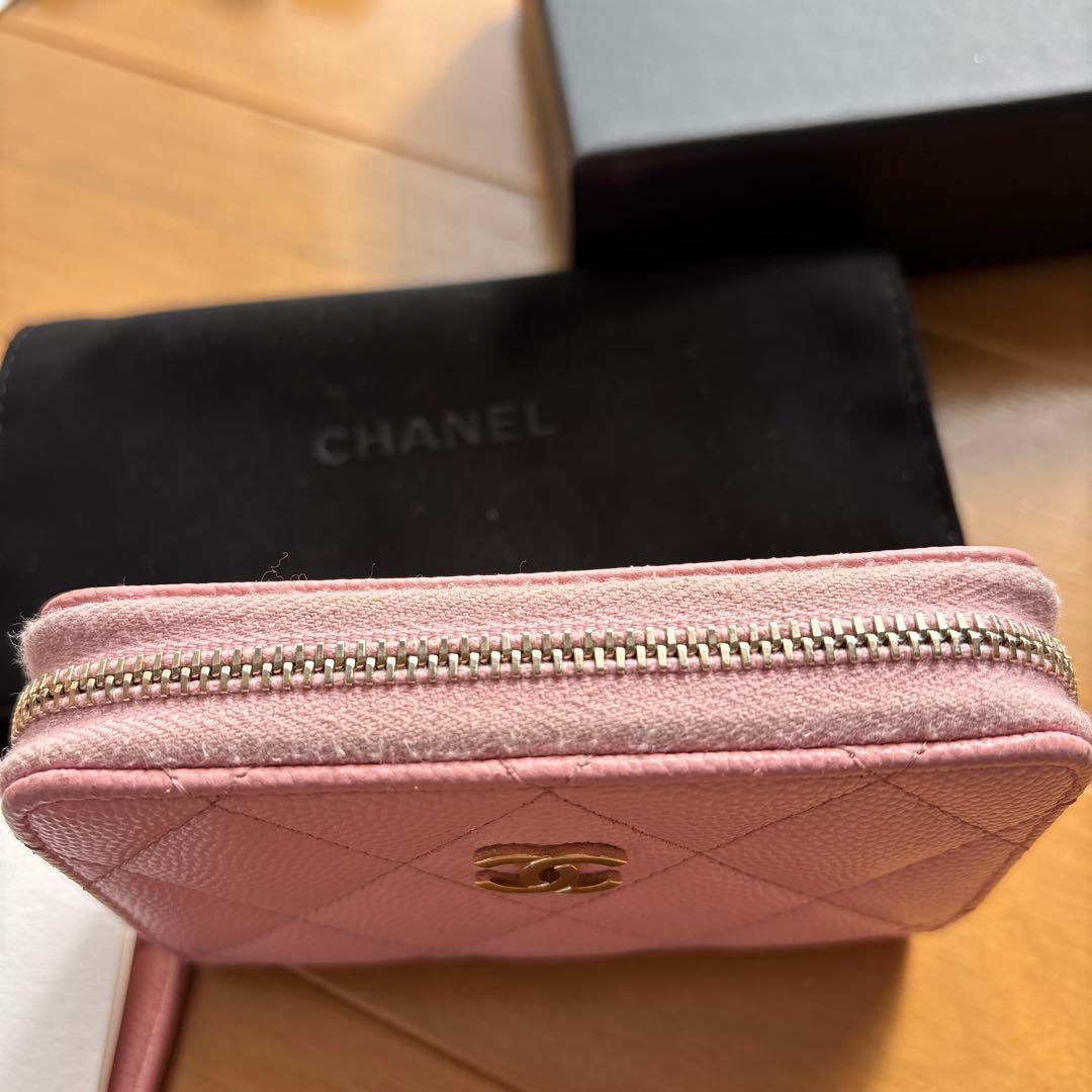 専用　CHANEL キルティングキャビアスキン ジップ パース　ピンク