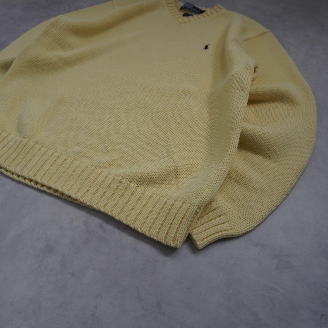 【90s】poloralphlaurenラルフローレン VネックコットンニットM