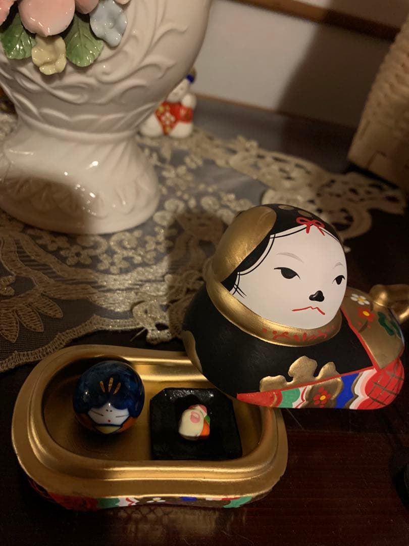 犬筥 ひな祭り 雛人形 須はら飾り 須原陶磁工房 完全廃盤品 黒