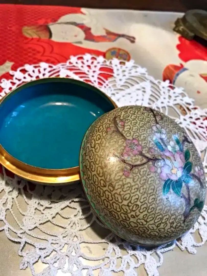 147 アンティーク七宝焼 有線七宝 ジュエリーケース 小物入れ