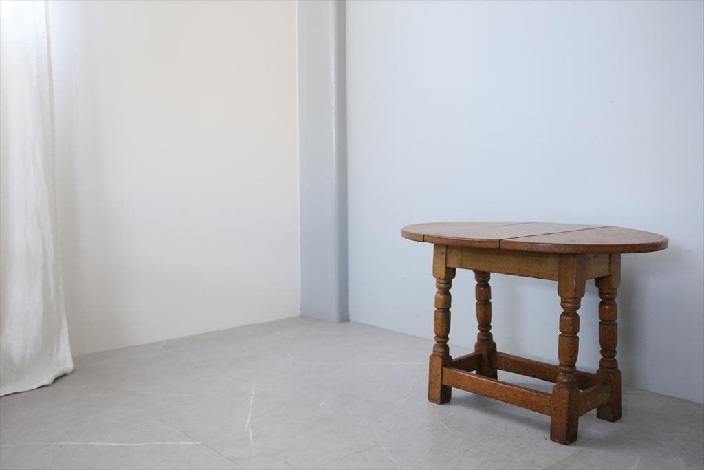 英国アンティーク木製ドロップリーフコーヒーテーブル/バタフライ机(91-106)