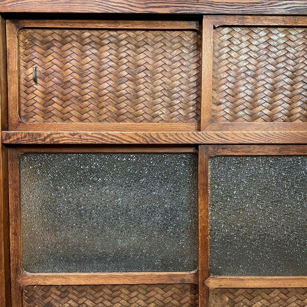 ヴィンテージ 昭和初期 ダイヤガラス 食器棚 水屋 収納 和家具 ビンテージ