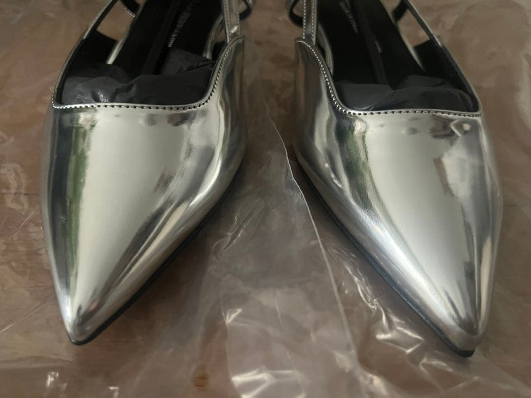 アルタイル＊シルバー ポインテッドトゥ ミュール　37