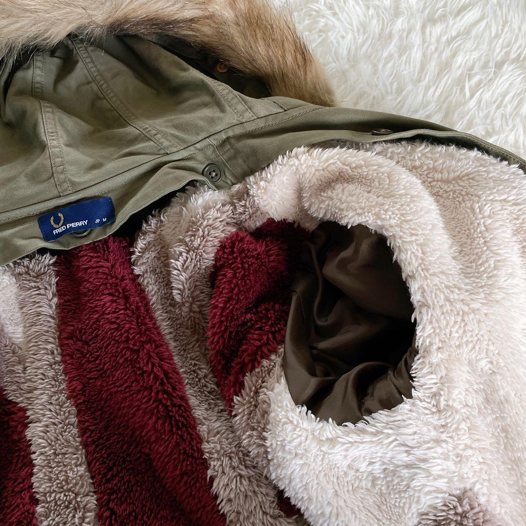 【フレッドペリー】英国柄 モッズコート ボアライナー ユニオンジャック カーキM