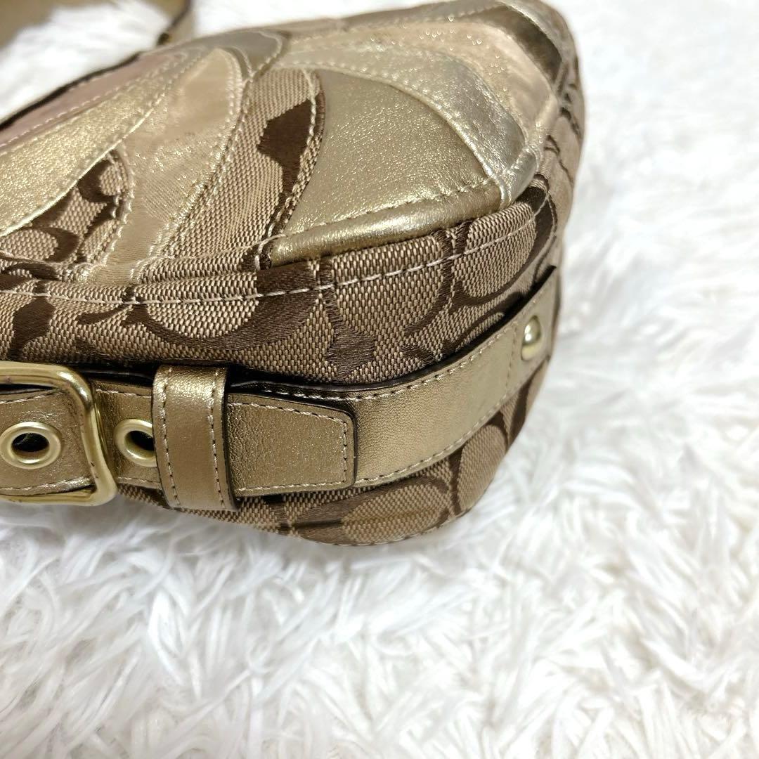COACH コーチ パッチワーク ワンショルダーバッグ ゴールド 金色41886