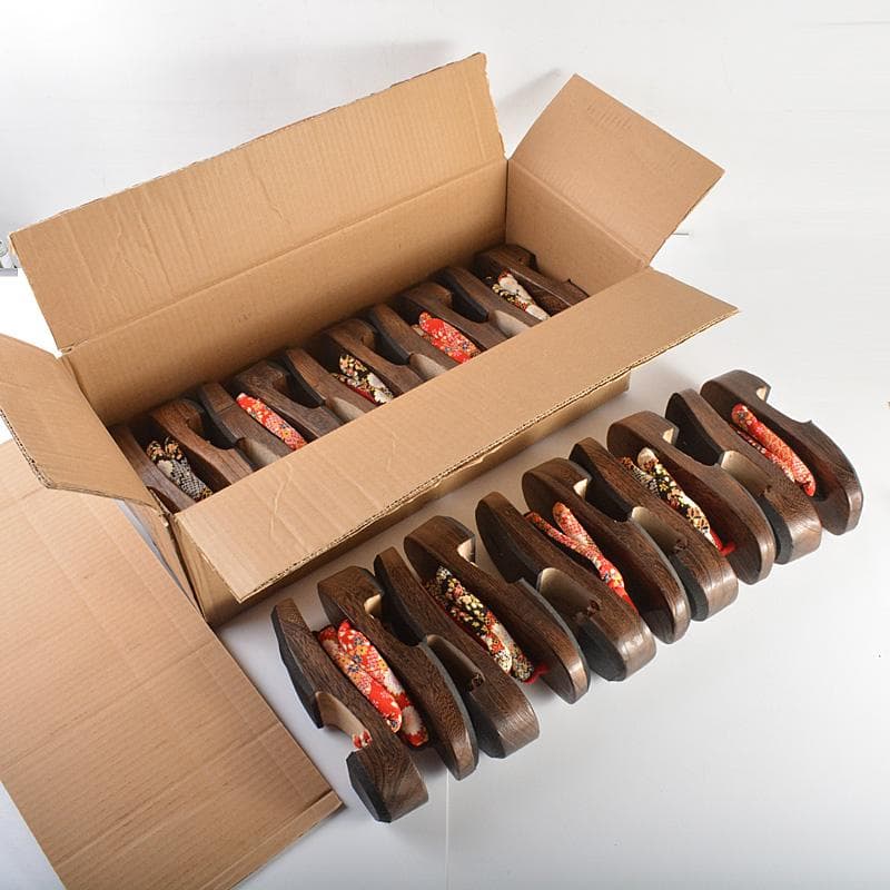 和装小物　焼桐下駄　女性用　小紋柄鼻緒　60足まとめて　M　6254A