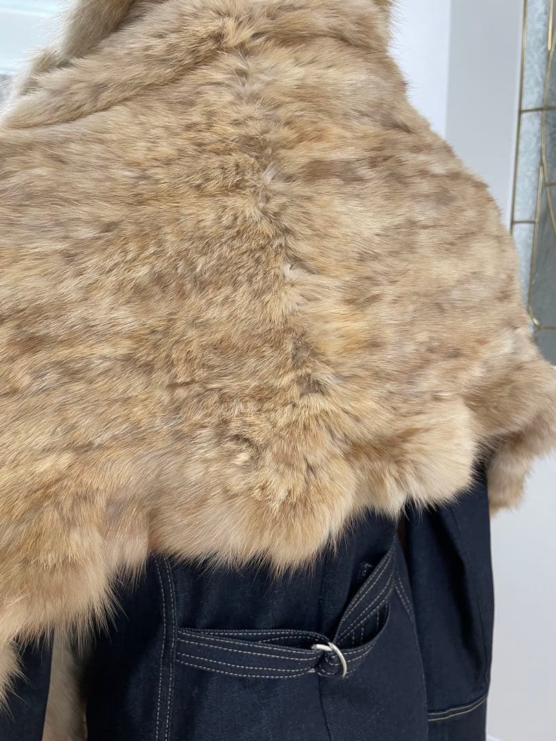 ゴールデンセーブル肉厚編み込みポンチョ ショート丈ケープ