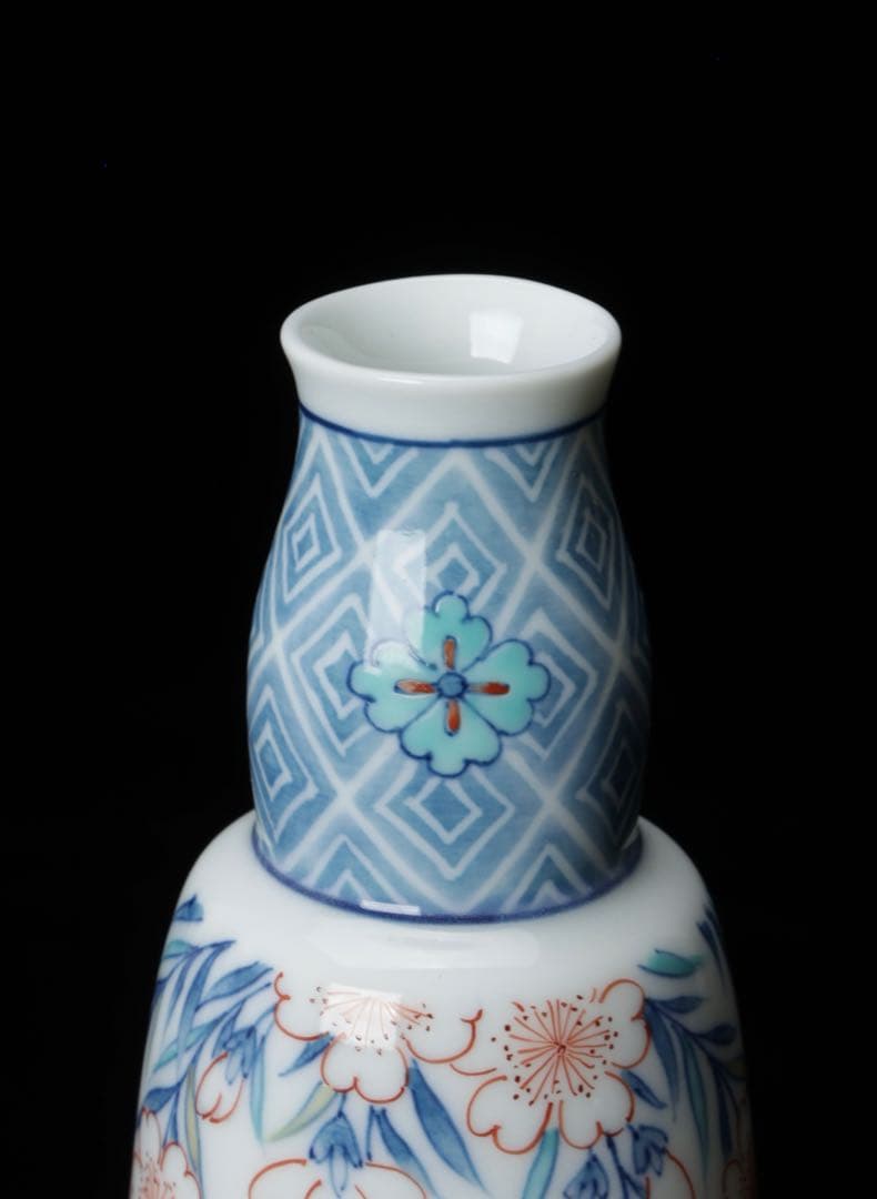 鍋島焼 色鍋島 小笠原藤右エ門窯 一輪挿し 栞付き しだれ桜 花瓶 壺 花入