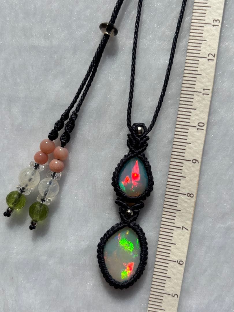 ◆ダブル オパール◆マクラメ編みペンダント