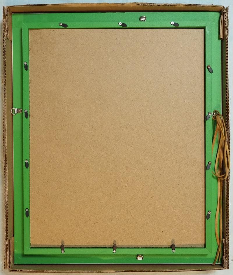 風景画　油絵　山下清　花火　F6　額付き　手描き　肉筆