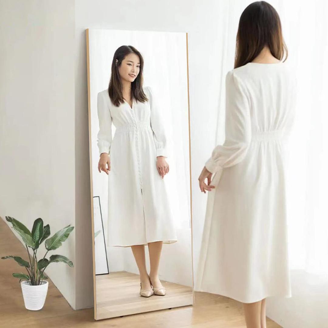 フィルムミラー 全身鏡 幅80cmx160cm 割れない鏡 壁掛け ナチュラル色