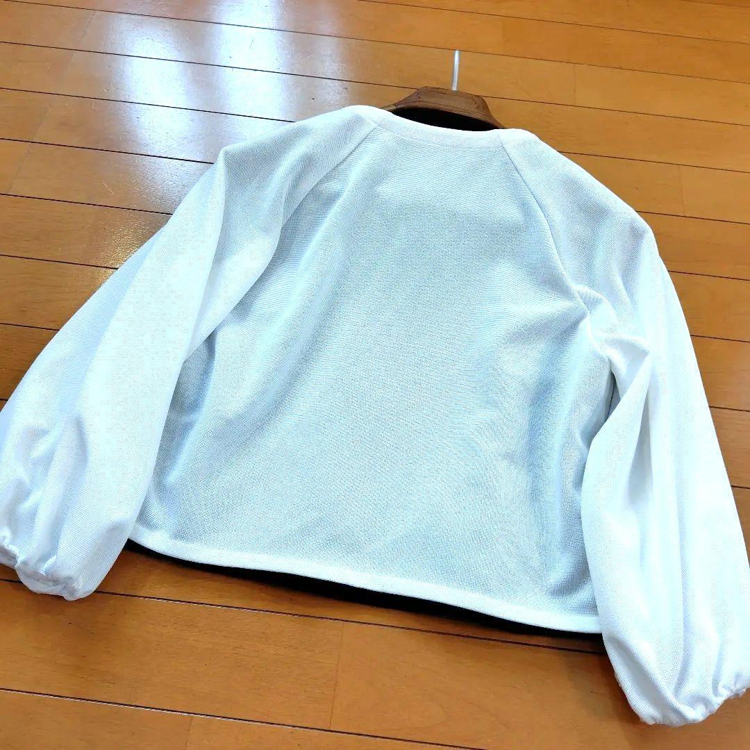 レリアン ノーカラー・バルーンスリーブジャケットコクーン11L