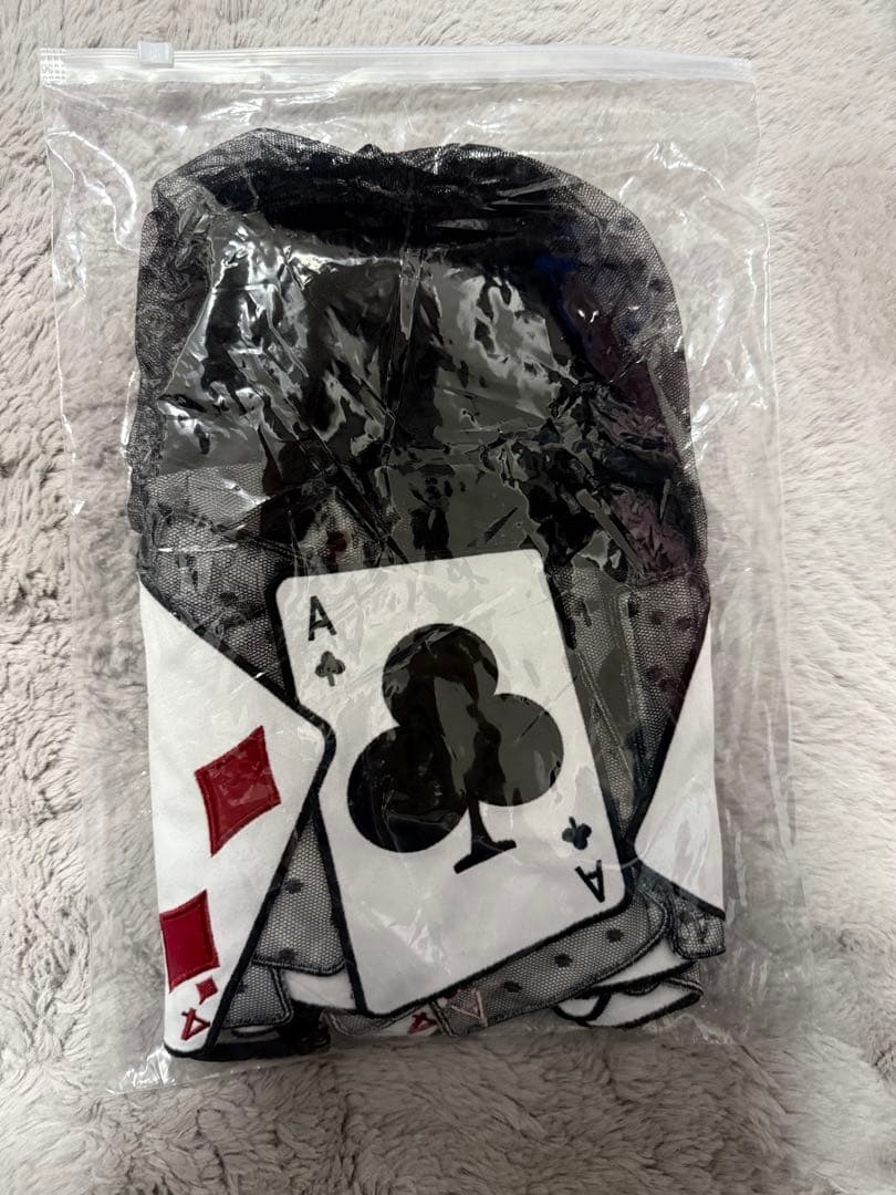 新品 ロリータ アリス風 トランプ柄エプロン 黒