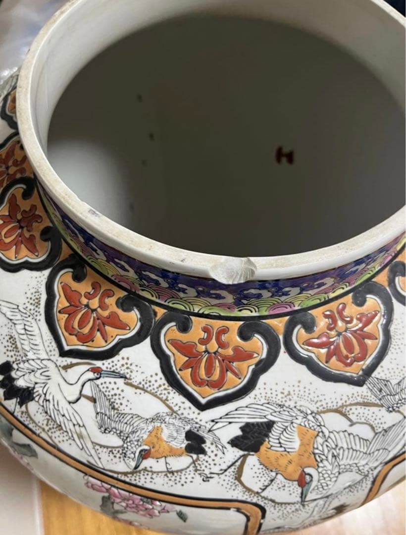 【セール】極上品　希少★飾壺 蓋付き壺 沈香壺 金襴極彩色 花鳥高さ約130cm