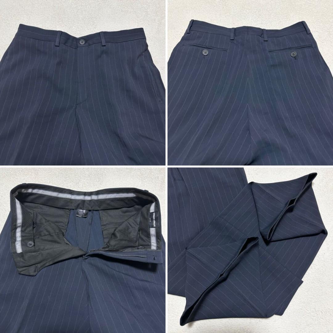 美品 ジョルジオアルマーニ 現行黒タグ 高級 スーツ 濃紺 M相当 015