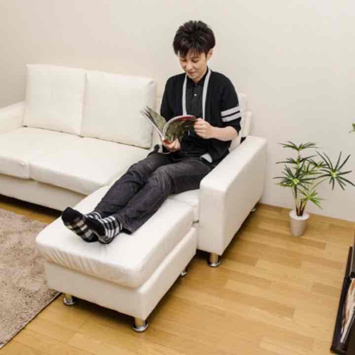 【アウトレット】GRACE 3人掛けカウチソファ　BK/BR/IV