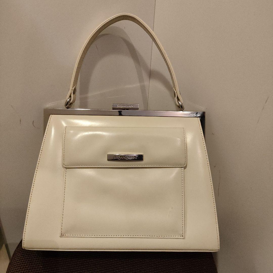 イヴサンローラン ハンドバッグ レザー ホワイト