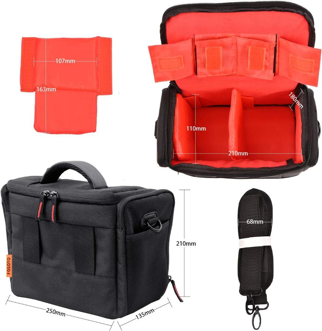 防水カメラバッグ 一眼レフ対応 3WAY 大容量 レインカバー付き ブラック