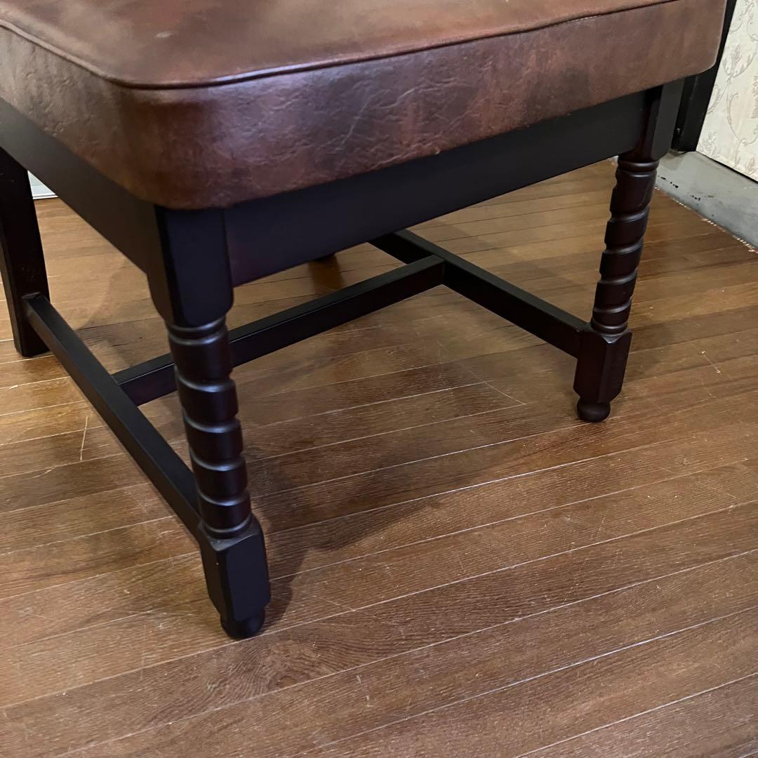 【アンティーク】① トーア 木製 ダイニングチェア レザー張り 椅子 古民家