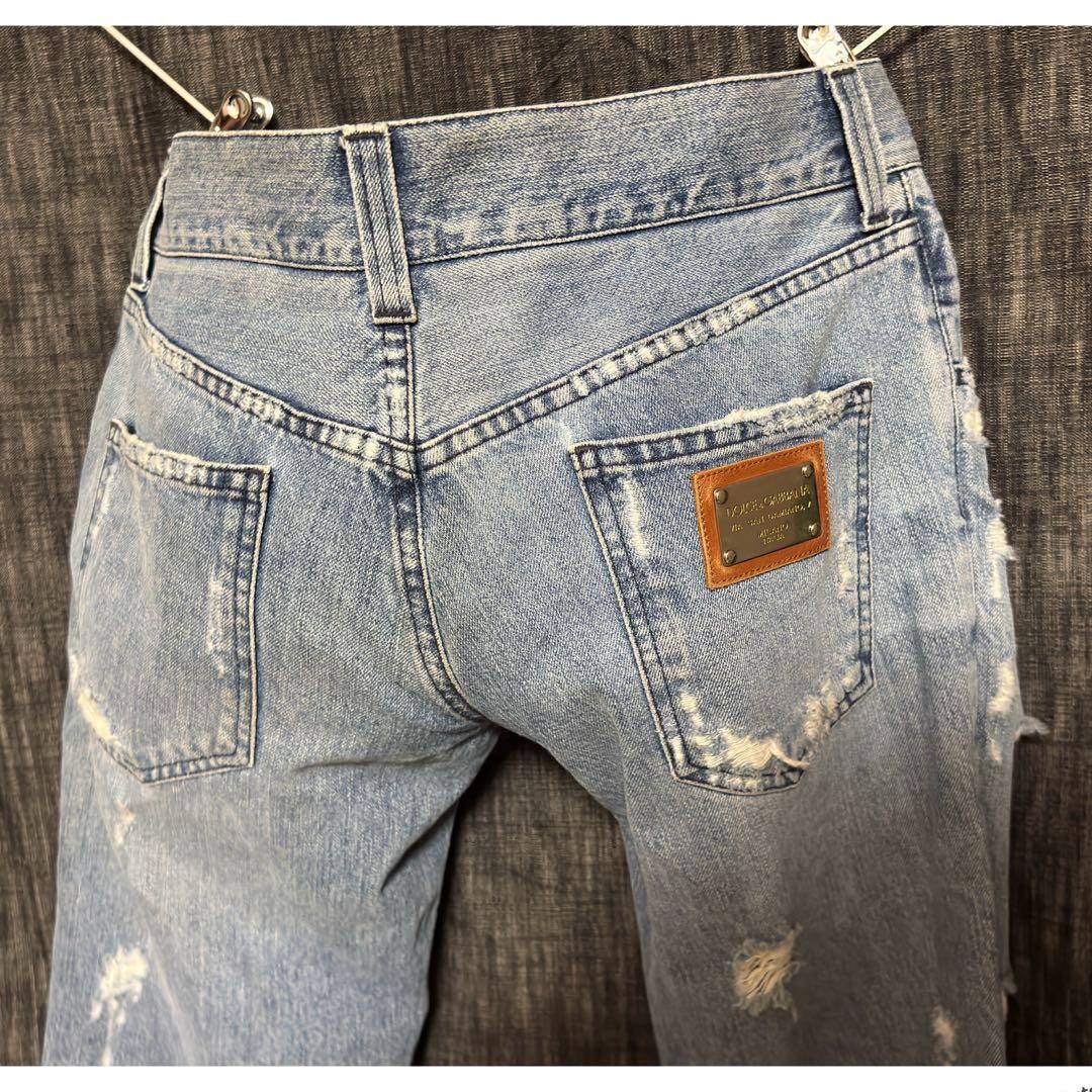 DOLCE&GABBANA ハードダメージ加工　デストロイデニム　ジーンズ　ロゴ