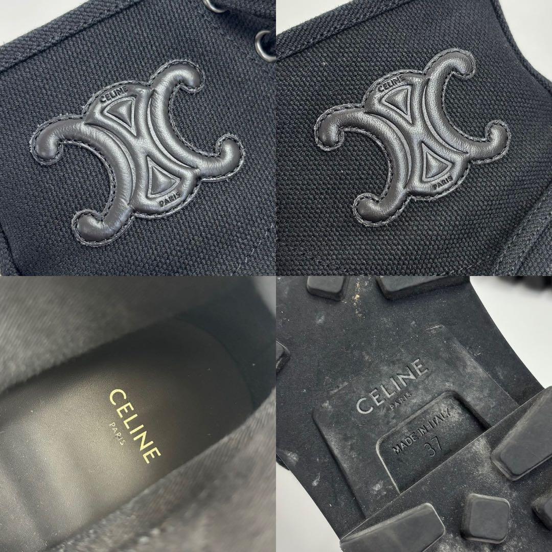 セリーヌ CELINE パタパンレースアップブーツ ブラック 37 24cm