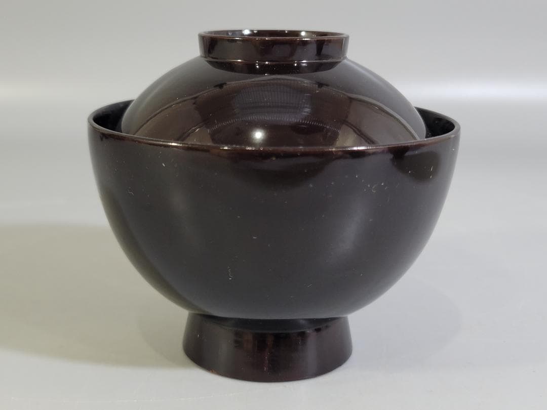 DT347 松庵好 鷹の羽吸物椀 塗師 道恵 共箱 時代物