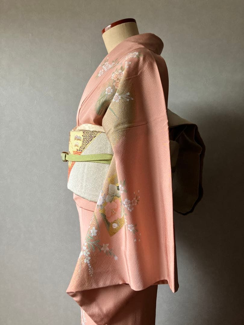 美品 雅な扇と四季草花の訪問着と長襦袢セット