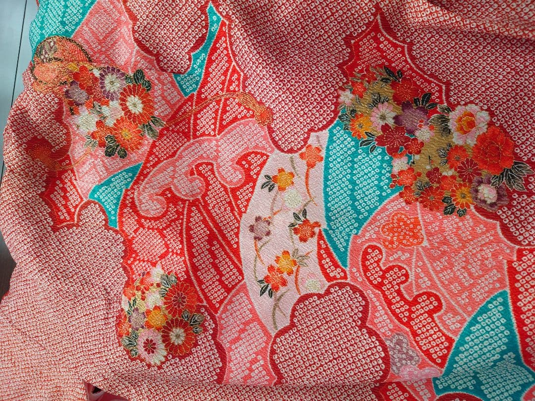 七五三　着物　筥迫セット　長襦袢　7歳　女の子　絞り柄　袋帯