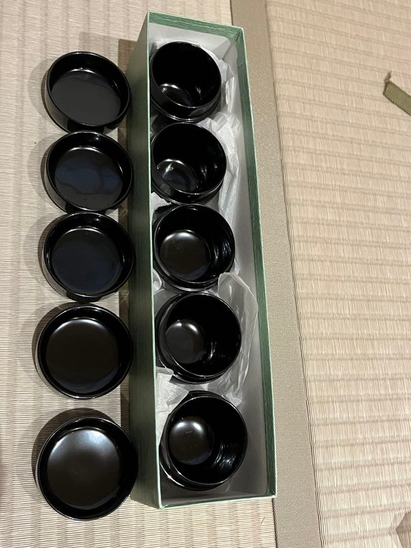 茶歌舞伎用　本漆手塗の小棗五客と長盆のセット