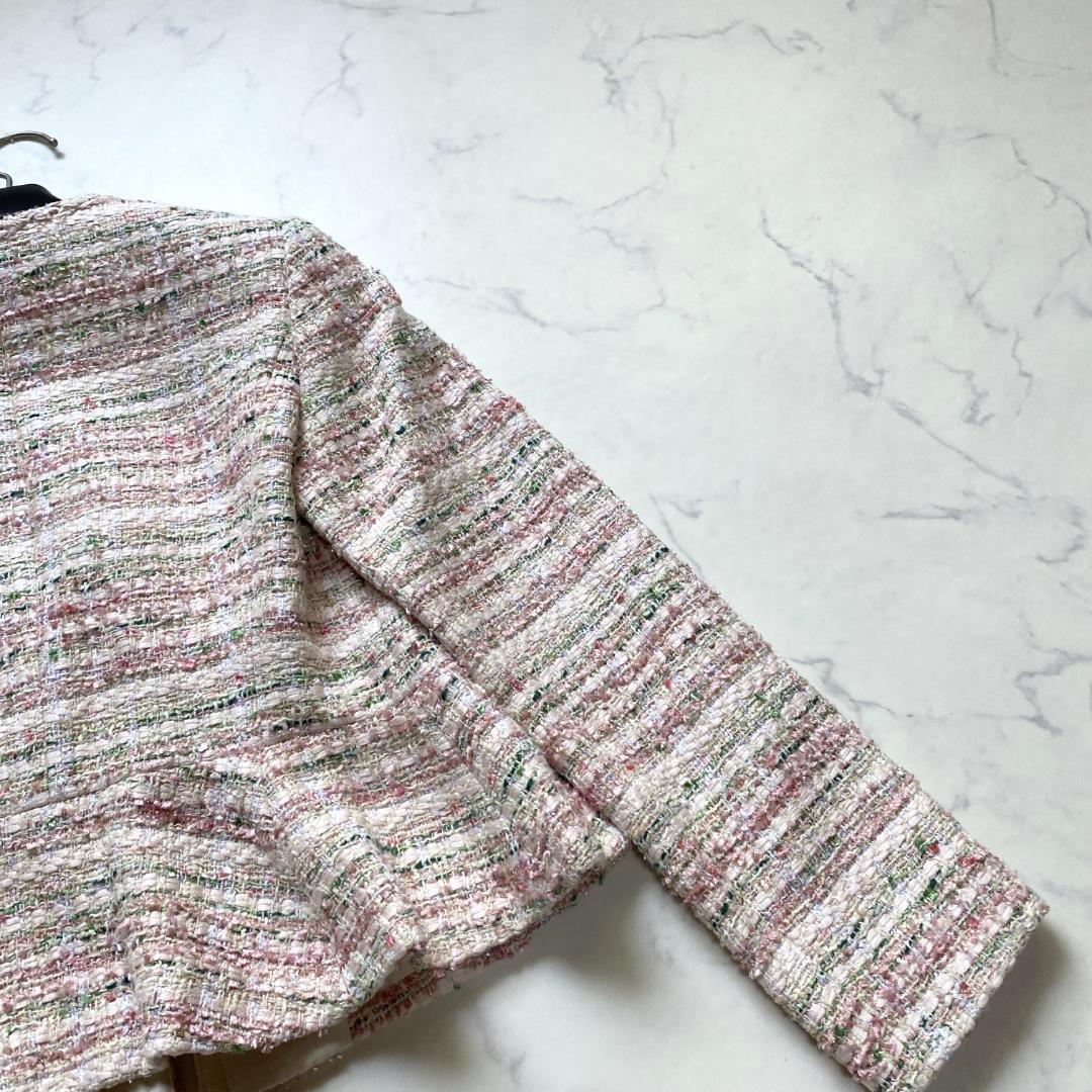 美品✨アナイ ミックスツイード クルーネックジャケット ペプラム 36 22年