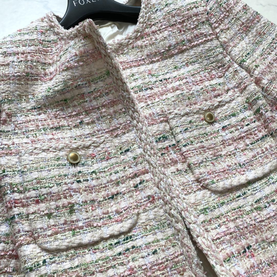 美品✨アナイ ミックスツイード クルーネックジャケット ペプラム 36 22年