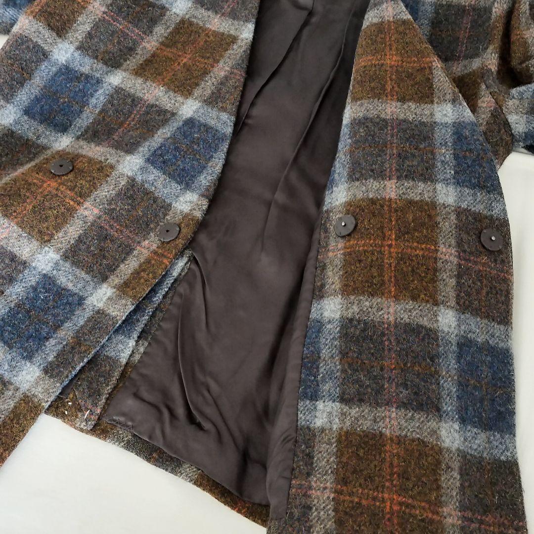 新品タグ付 ノートエシロンス タータンチェック ノーカラージャケット ブラウン系