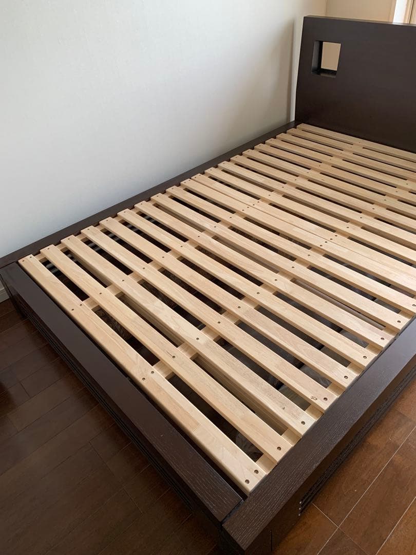 【タルンちゃん専用】 a.flat アジアン家具 ダブルベッド（木製／ブラウン）