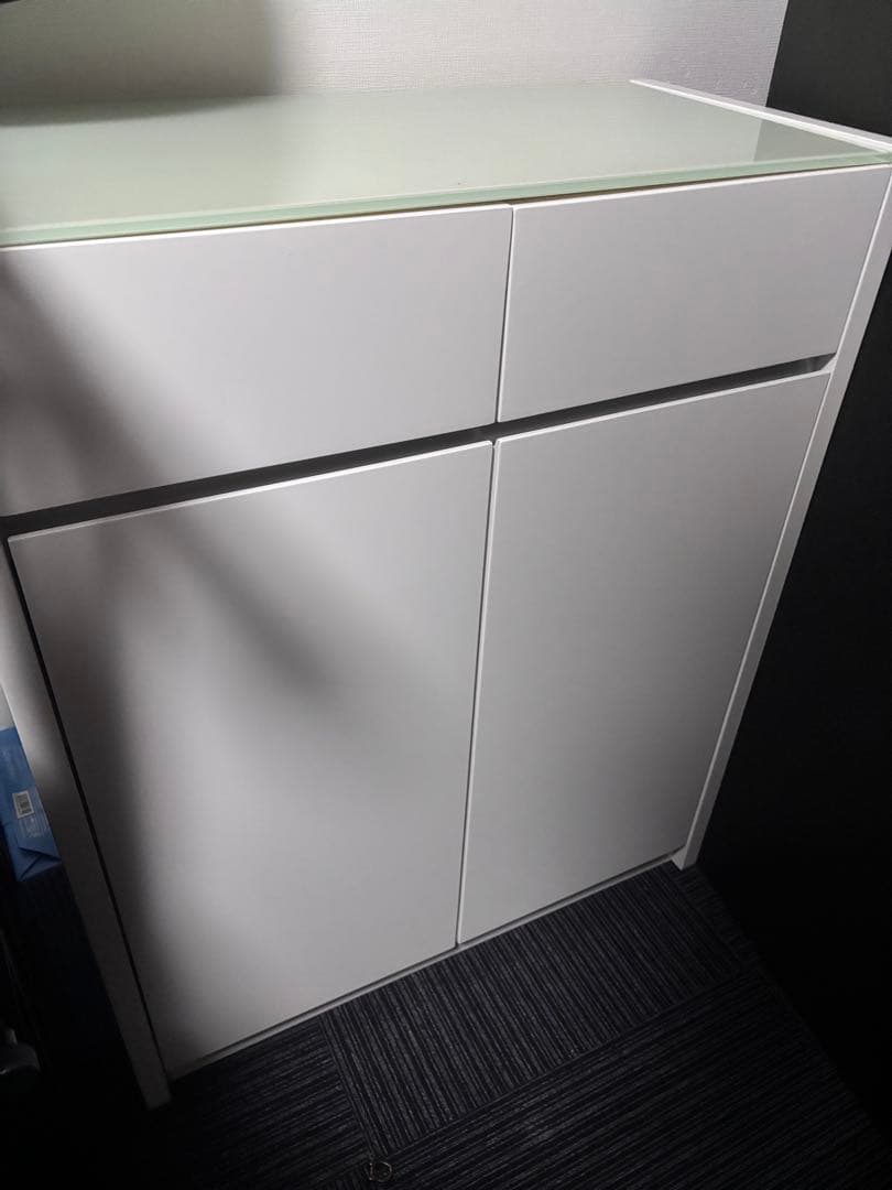 強化ガラス天板 食器棚 レンジ台 ボード 村内家具 幅74cm 送料込